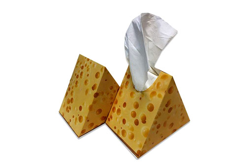 جعبه دستمال کاغذی منشوری طرح پنیر