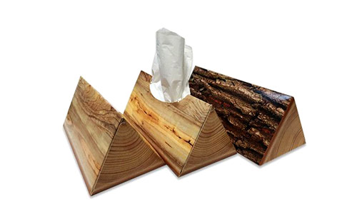جعبه دستمال کاغذی منشوری طرح چوب