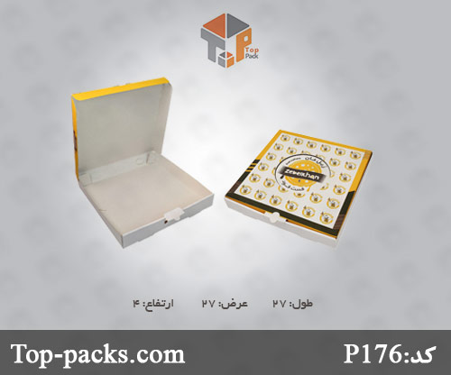 بسته بندی پیتزا زرد و مشکی